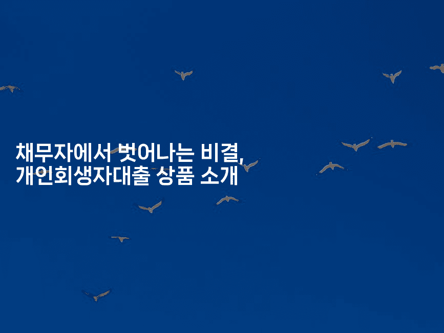 채무자에서 벗어나는 비결, 개인회생자대출 상품 소개